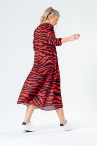 Vestitu per donna di tigre di mattone cù maniche lunghe persunalizati