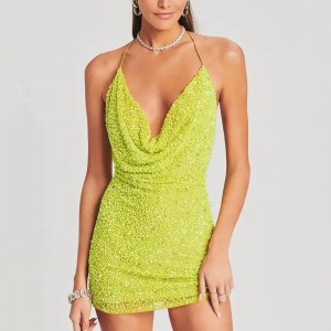 I-Backless Sexy Party Summer Luxury Sequin Mini Dress