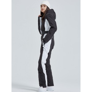 Babaeng High Neck Hooded One Piece Ski Suits