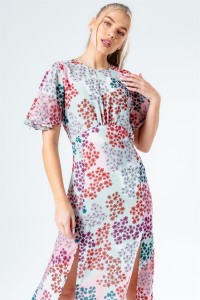 Casual Custom Fabric Flora Print Loose Dress