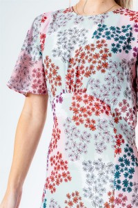 Casual Custom Fabric Flora Print Loose Dress
