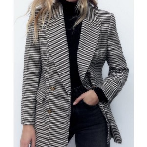Aangepaste oversized nylon geruite jas voor dames