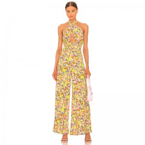 Custom Floral Hollow Out Slinky Jumpsuit