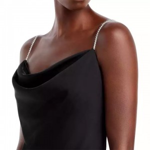Изготовленное на заказ женское элегантное сексуальное черное шелковое платье с открытой спиной