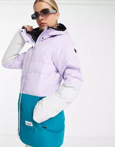 Custom ski puffer jacket in lilac
