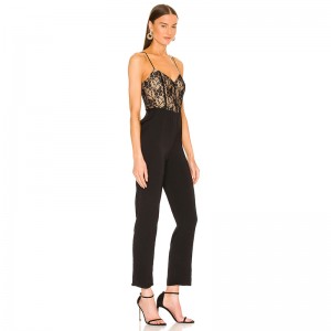 Custom Lace trim sexy summer jumpsuit for women