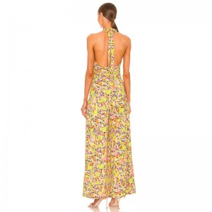 Custom Floral Hollow Out Slinky Jumpsuit