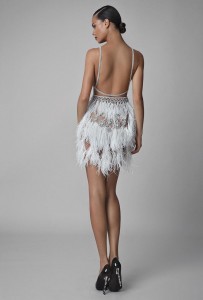 I-OEM Luxury Crystal Feather Dress Supplier