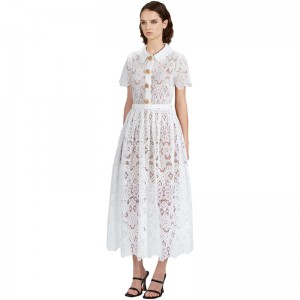 Макси фустан за секојдневна облека за жени со бела чипка - фустан Леона