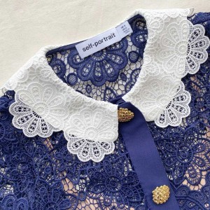 Egyedi nyári lehajtható galléros Vintage Lace Elegáns Maxi ruha