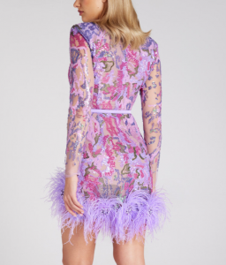 Wholesale Long Sleeve Sequin Purple Prom Dress