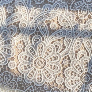 Maßgeschneidertes weißes, florales Guipure-Spitzenkleid für Damen