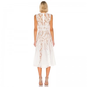 Wholesale custom sleeveless elegant lace dress for women