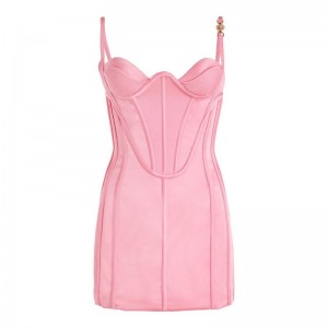 Custom Sexy Pink Evening Mini Dress