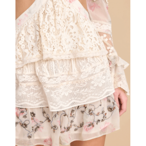 Custom Deep V-nekline Lace Manicatae Mini Dress
