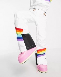 Custom Rainbow Road ski suit in white
