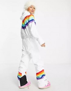 Skijaško odijelo Rainbow Road po mjeri u bijeloj boji