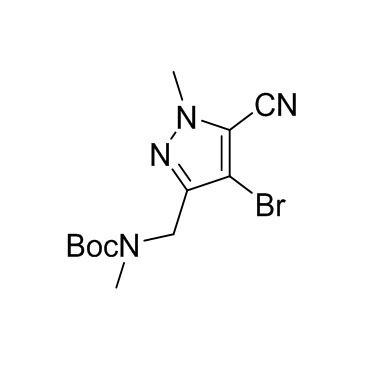 Lorlatinib Intermediate tert-butyl ((4-bromo-5-cyano-1-methyl-1H-pyrazol-3-yl)methyl)(methyl)carbamate Featured Image