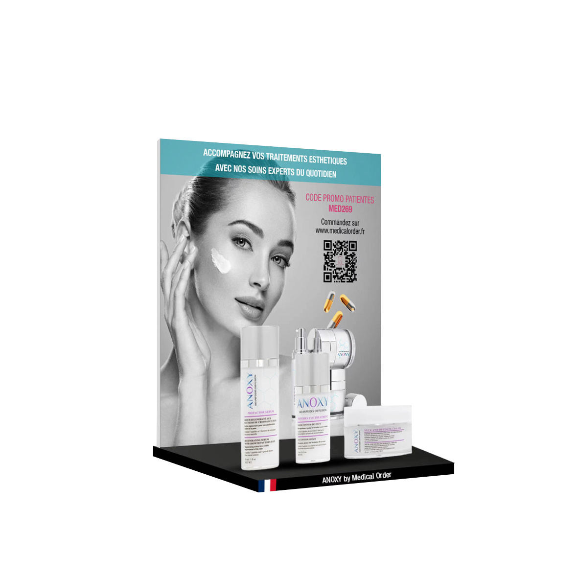 Acrylic cosmetic container perfume display stand with luminous logo