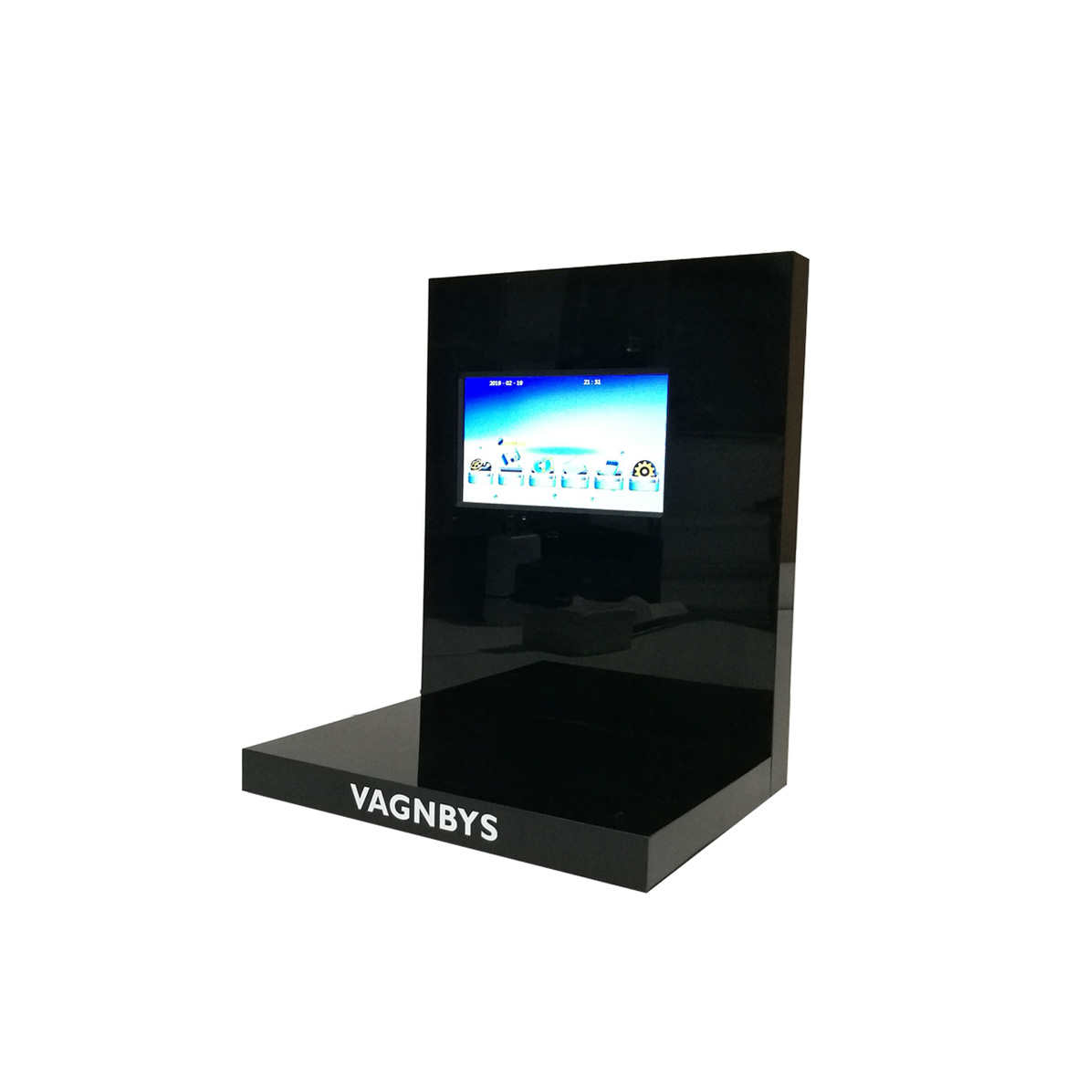 Acrylic Cosmetic Make Up Bottle Display Stand With LCD Screen Display