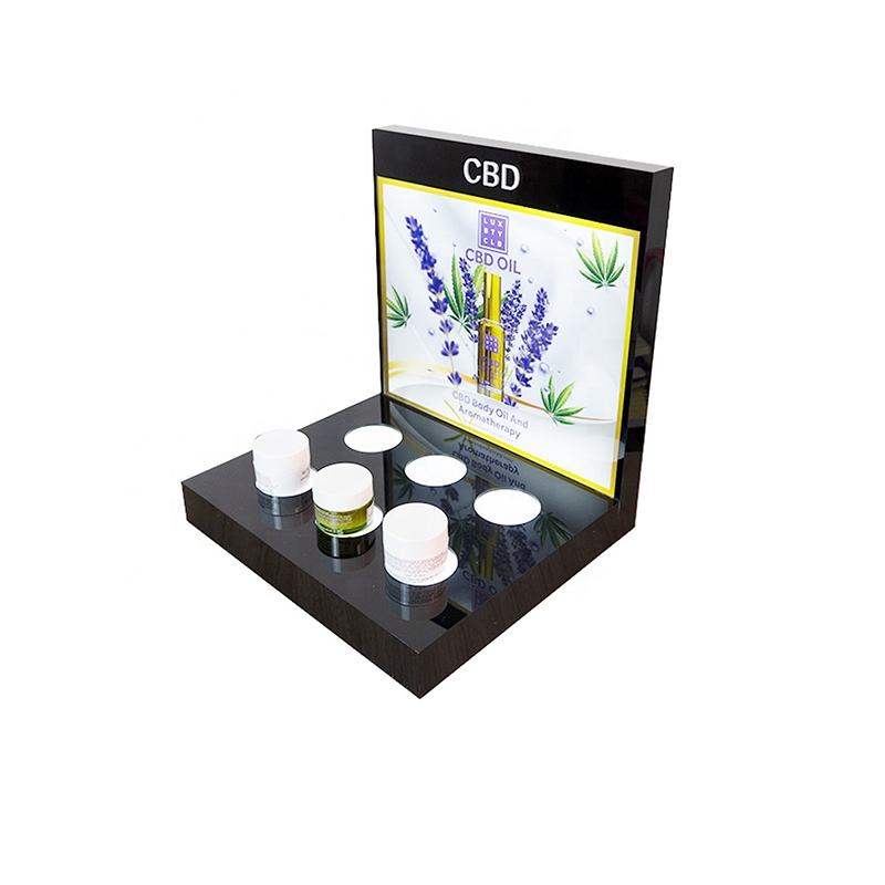 Premium CBD bottle display stand with LED lights and logo