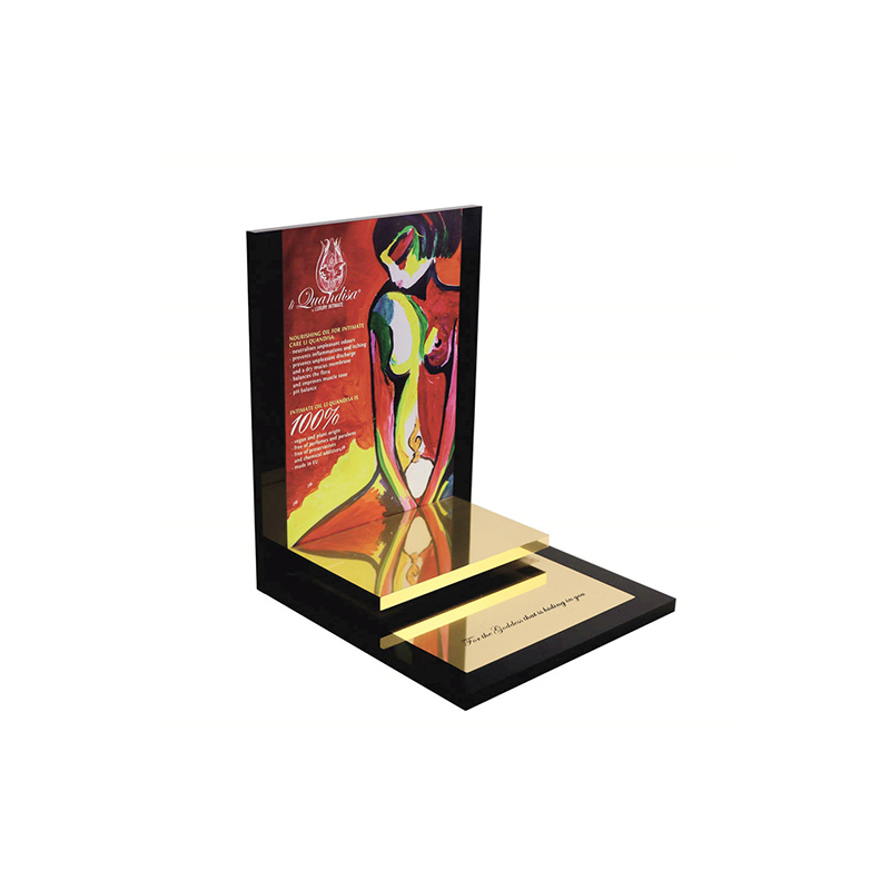 Plexiglass cosmetic bottle display stand with mirror