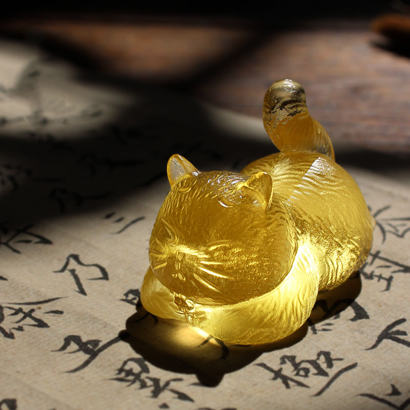 Factory Price For Colored Glaze Ornaments - Customized Golden Palace Museum Glazed Cat – Dingshang