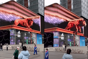 Naked Eye 3D Large LED Screen Outdoor LED Display
