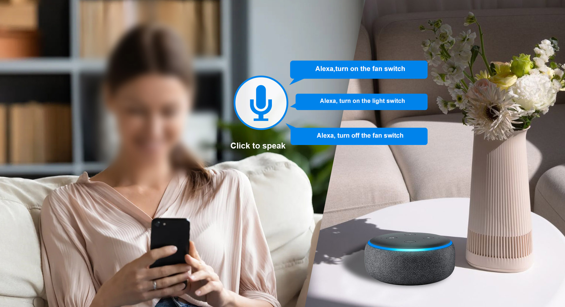 Alexa and google assistant voice control, release your finger
