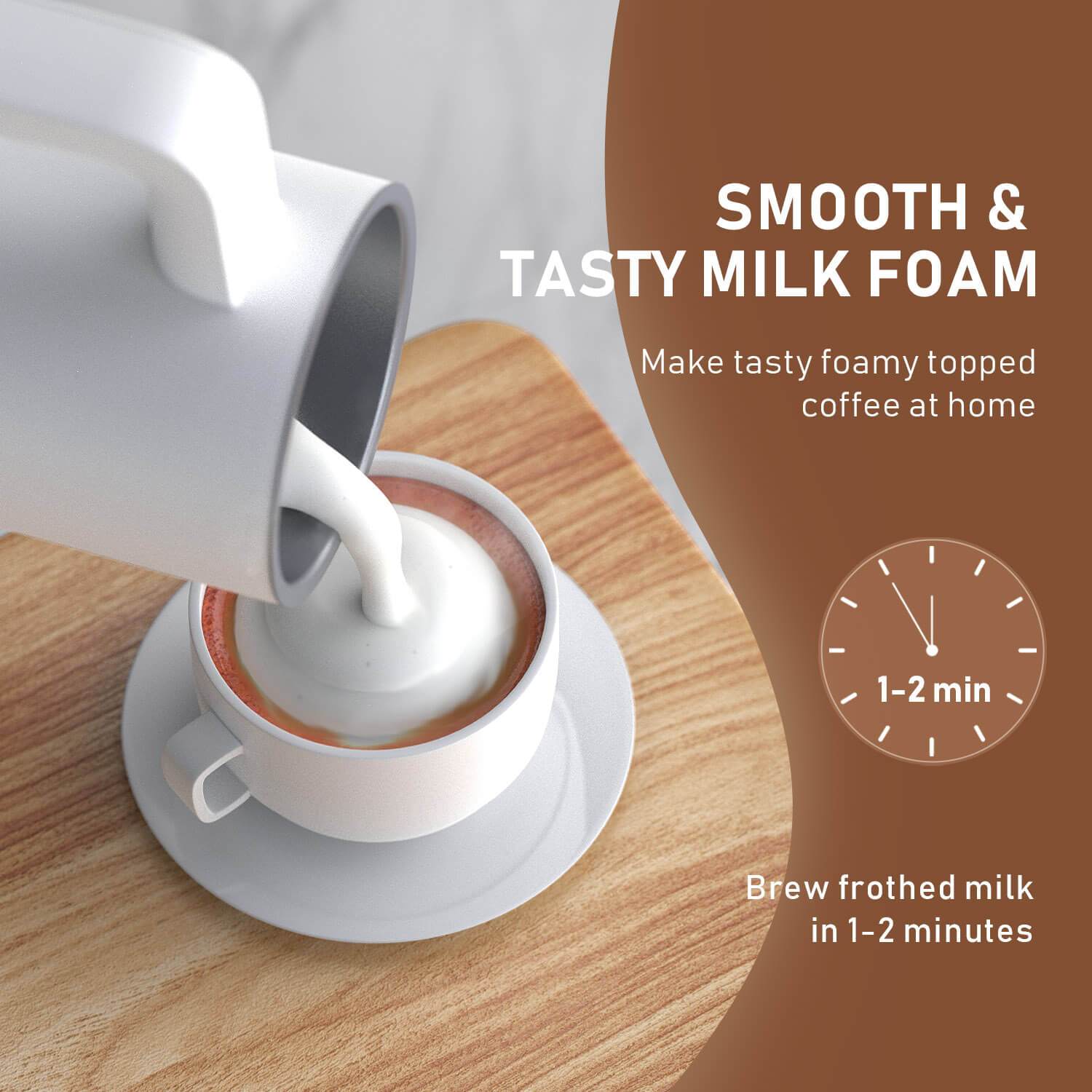 HadinEEon 4 in 1 Electric Milk Frother (5.1 oz/10.1 oz) white -MK1000