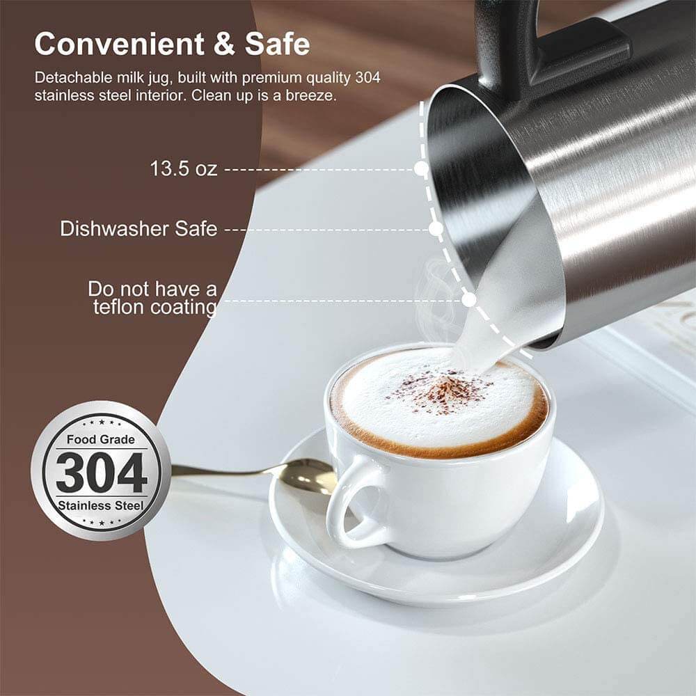 HadinEEon Variable Temperature Milk Frother, Dishwasher Safe Stainless