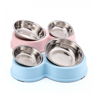 Double Stainless Steel Round Detachable Dog Bowls