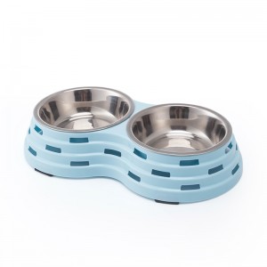 Hollow Design Dog Bowl, Double Stainless Steel Pet Bowls