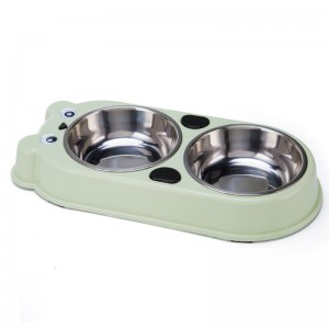 Lovely Design Cute Bear Double Stainless Steel Dog Cat Bowls