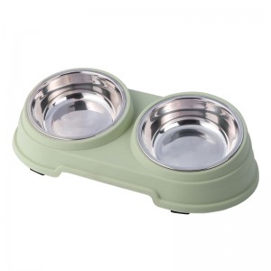 Double Slanted Stainless Steel Pet Bowls Dog Feeder