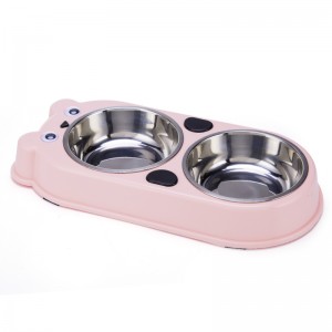 Lovely Design Cute Bear Double Stainless Steel Dog Cat Bowls