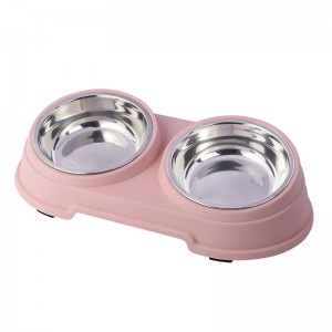 Double Slanted Stainless Steel Pet Bowls Dog Feeder