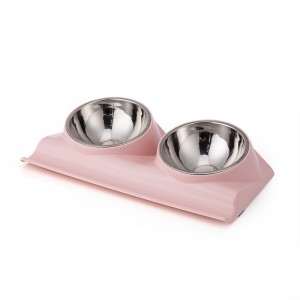 Elevated Double Stainless Steel Dog Bowls Anti-Spill Pet Bowls