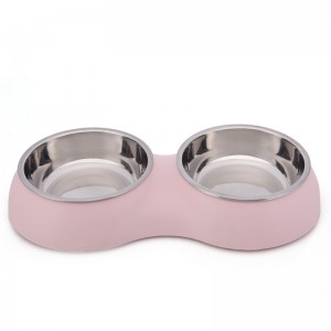 Colorful Stainless Steel Dog Pet Bowls Double Bowls Dog Feeder