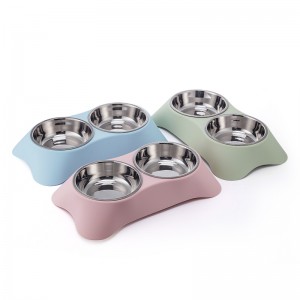 Double Dog Bowls Detachable Stainless Steel Pet Bowls