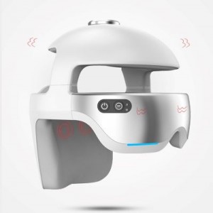 OEM Human Head Nape Massager Head Vibration Machine Voice Broadcast Heat Helmet Massager
