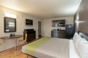 Studio 6 Extended Stay ekonomični nizkocenovni hotelski motel, pohištvo za sobe za goste poceni hotelski kompleti spalnic