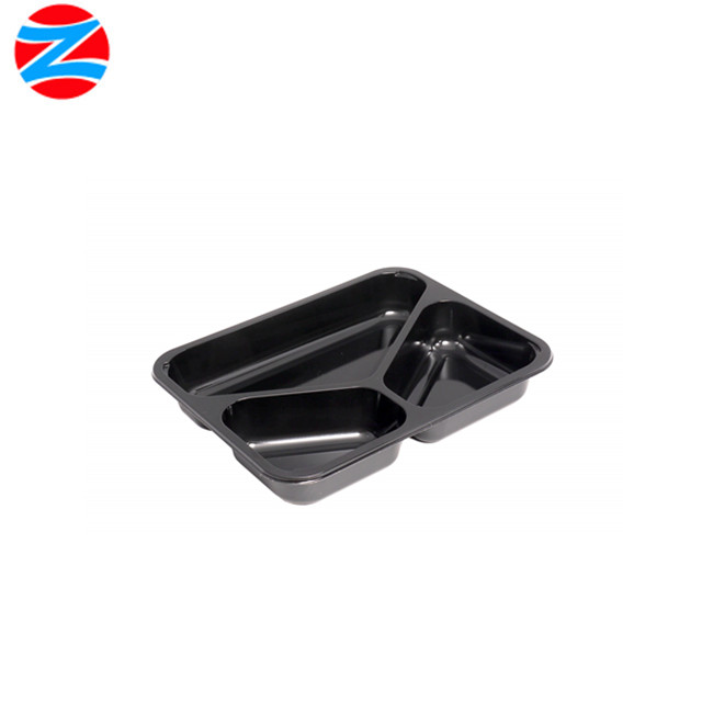 CPET plastic food packaging tray with 3 compartment