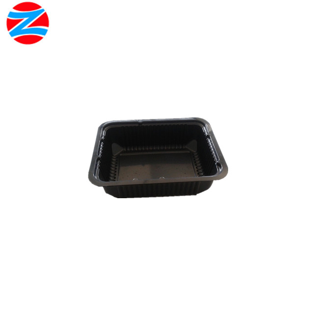 CPET plastic black rectangular tray