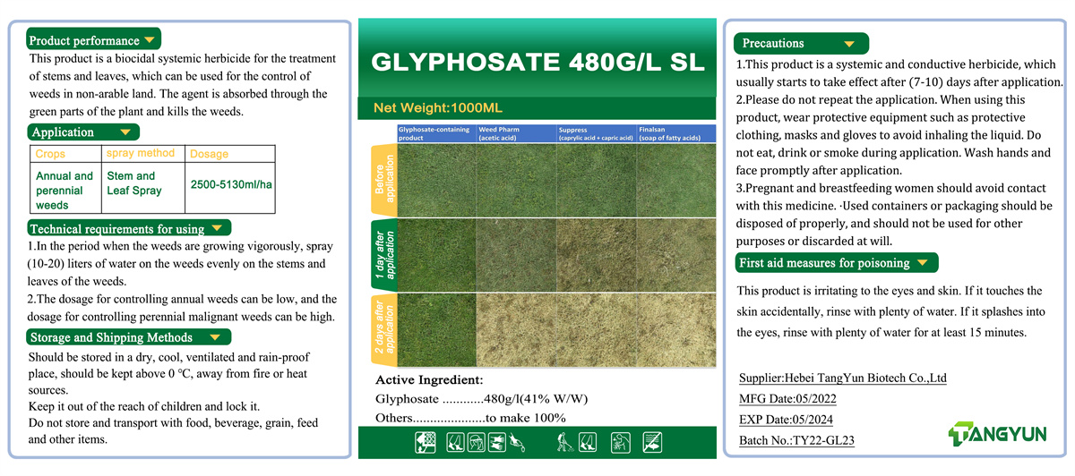 Roundup weedicide Herbicide Glyphosate Acid 41% SL 480 SL  with best price