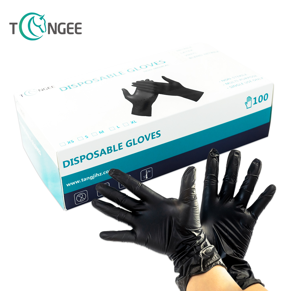 Disposable Black Nitrile Gloves Blended Nitrile...