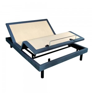 Modern adjustable split king bed frame with massage and LED under light—BS201