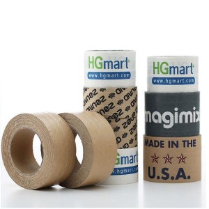 Water activated kraft paper tape with custom logo printed