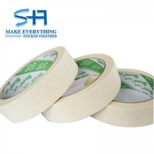 Base de goma de uso xeral Cinta adhesiva branca de papel crepé de boa calidade