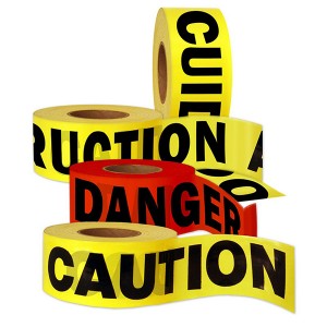 Cinta de peligro impresa con logotipo personalizado de cinta de precaución de PE negra y amarilla no adhesiva